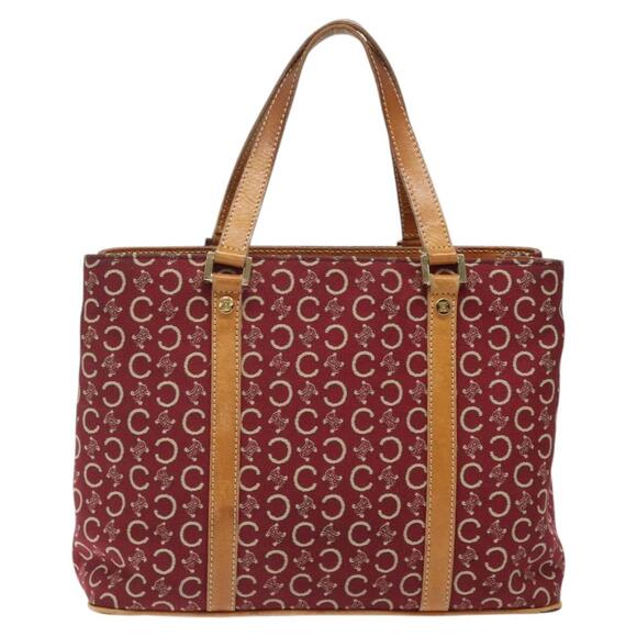 CELINE C Macadam Canvas Hand Bag Red Gold - Picture 2 of 13